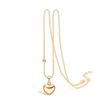 BLOSSOM blank forgyldt hjerte vedhæng på kæde, mellem størrelse