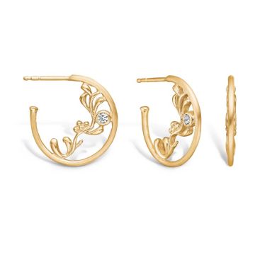 Blossom øreringe med grene i forgyldt