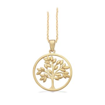 Scrouples Livets Træ vedhæng i forgyldt - inkl. halskæde