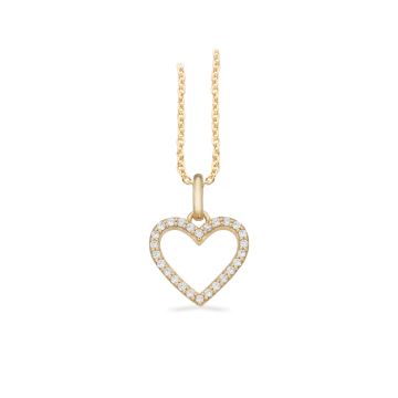 Scrouples hjerte vedhæng i forgyldt med zirkonia - inkl. halskæde