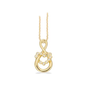 Scrouples vedhæng uendelighedstegn/hjerte i forgyldt med zirkonia - inkl. halskæde