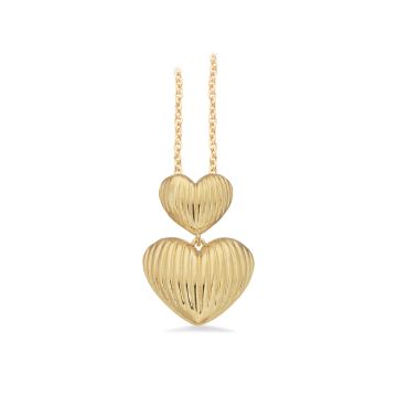 Scrouples vedhæng i forgyldt med to hjerter - inkl. halskæde