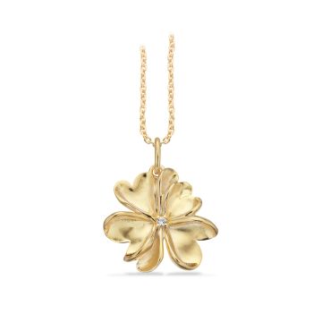 Scrouples blomster vedhæng i forgyldt med zirkonia - inkl. halskæde