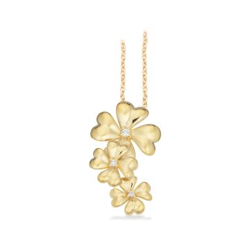 Scrouples blomster vedhæng i forgyldt med zirkonia - inkl. halskæde