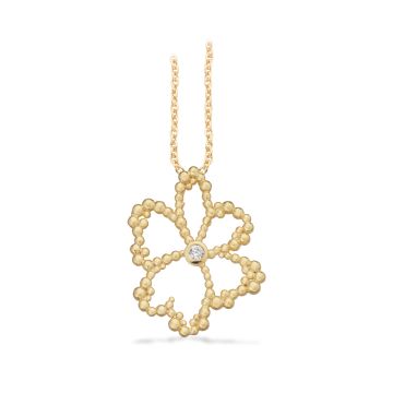 Scrouples blomster vedhæng i forgyldt med zirkonia - inkl. halskæde