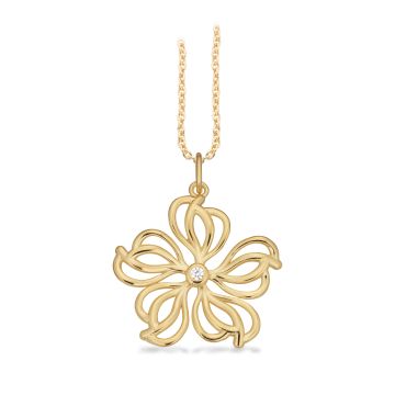 Scrouples blomster vedhæng i forgyldt med zirkonia - inkl. halskæde