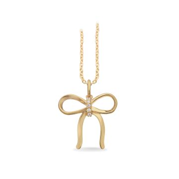 Scrouples sløjfe vedhæng i forgyldt med zirkonia - inkl. halskæde