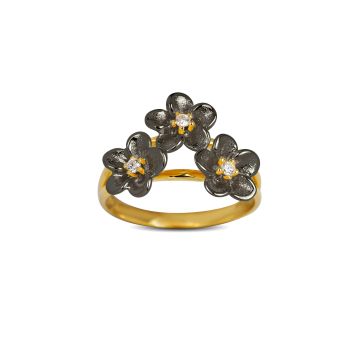 Blossom Copenhagen Love and Joy ring i sort sølv med zirkonia