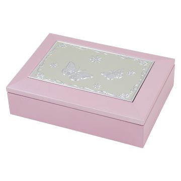 Smykkeskrin i rosa træ med musik