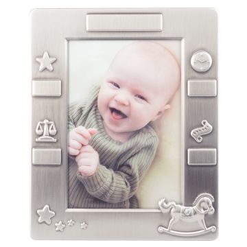 Dåbsramme Gyngehest i fortinnet 15x18 cm