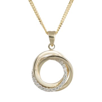 Siersbøl 8kt. guldvedhæng med cz inkl. 8kt. kæde