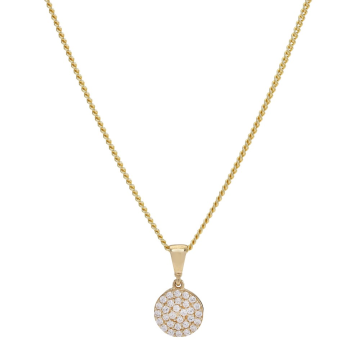 Siersbøl 8kt. guldvedhæng rund med cz inkl. 8kt. kæde