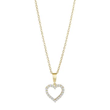 Siersbøl 8kt. guldvedhæng hjerte med cz inkl. 8kt. kæde