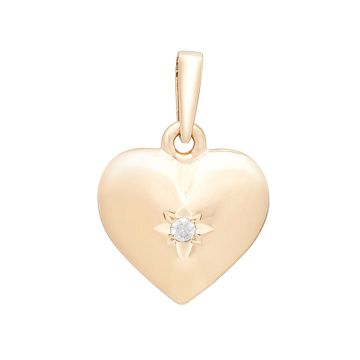 Siersbøl 14 kt. hjerte 15 mm med 0,025ct TWSI