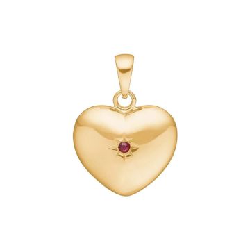 Siersbøl 14 kt. hjerte 13 mm med rubin