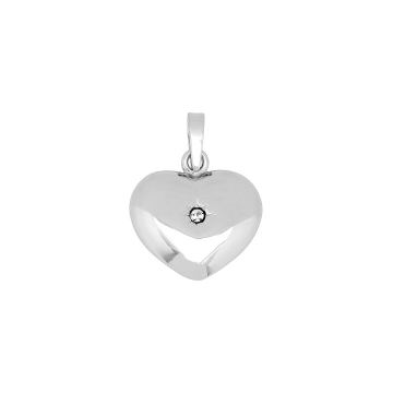 Siersbøl sølv vedhæng hjerte med cubic zirkonia 20x15mm
