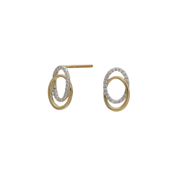 Siersbøl 14kt. guldørestikker ovale med diamant på i alt 0.14ct W/SI