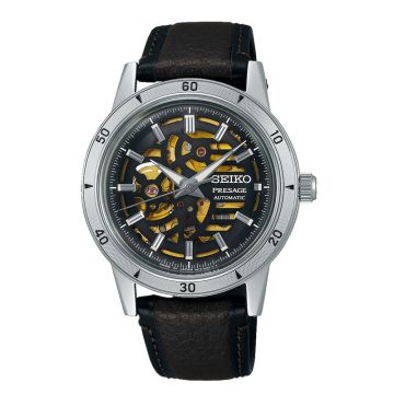 Seiko Presage automatik i stål med sort rem