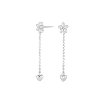 Siersbøl sølvørehænger blomst/hjerte