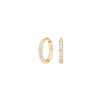 Pure Titanium creoler i guldfarvet med cubic zirkonia - 10 mm