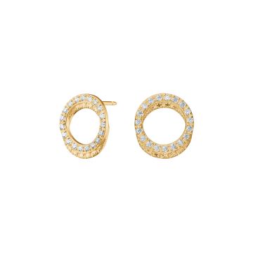 Siersbøl 8kt. guldørestikker cirkel med cubic zirkonia