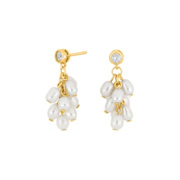Joanli Nor NomiNor ørehængere i forgyldt med zirkon og perle