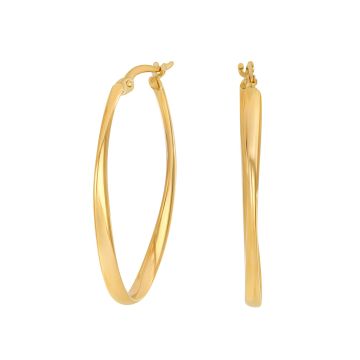 Siersbøl 8kt. guldcreoler oval drejet 34x2,5mm