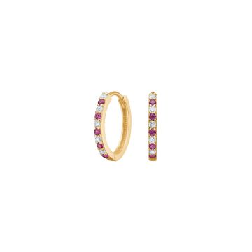 Siersbøl øreringe i 8 kt. guld med synt. rubin og zirkon