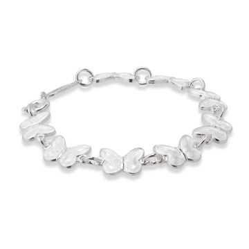 Pia & Per børnearmbånd med sommerfugle i sølv, hvid
