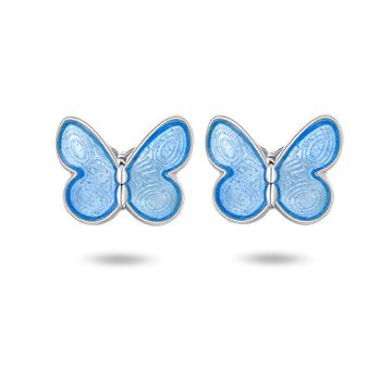 Pia & Per børne sommerfugleørestikker i sølv, lys blå