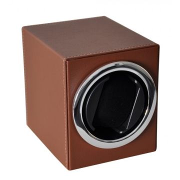 Watchwinder i brun kunstlæder med batteri til 1 ur