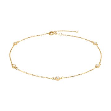 Siersbøl 8kt. guldankelkæde med cubic zirkonia