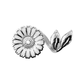 Christina Charm til læderarmbånd Marguerite with leafs i sølv