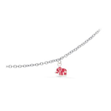 Scrouples børnearmbånd i sølv med rød elefant