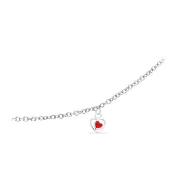 Scrouples Girls armbånd i sølv med rødt hjerte