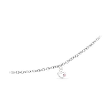 Scrouples Girls armbånd i sølv med lyserød zirkonia i hjertevedhæng