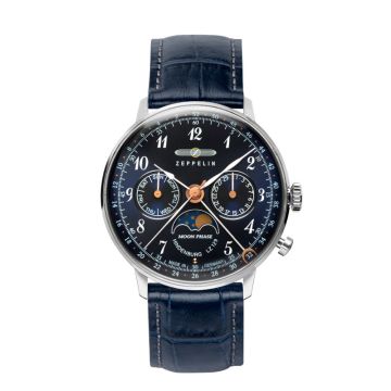 Zeppelin LZ 129 Hindenburg Moonphase dameur i stål -Ø36