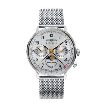 Zeppelin LZ 129 Hindenburg Moonphase dameur i stål -Ø36