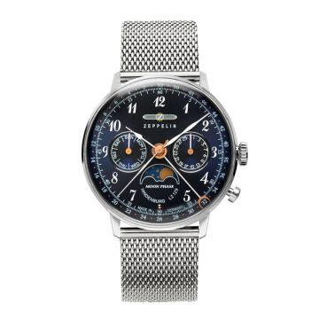 Zeppelin LZ 129 Hindenburg Moonphase dameur i stål -Ø36