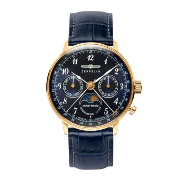 Zeppelin LZ 129 Hindenburg Moonphase dameur i guldfarvet -Ø36