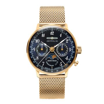 Zeppelin LZ 129 Hindenburg Moonphase dameur i guldfarvet -Ø36