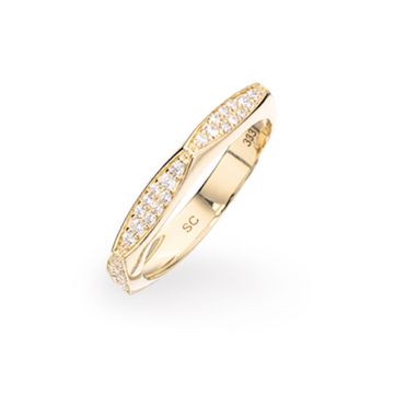 Scrouples 8kt guld 6 kant ring med cubic zirkonia