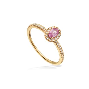 Scrouples Diana roset ring i 14 kt. guld med pink safir og diamanter