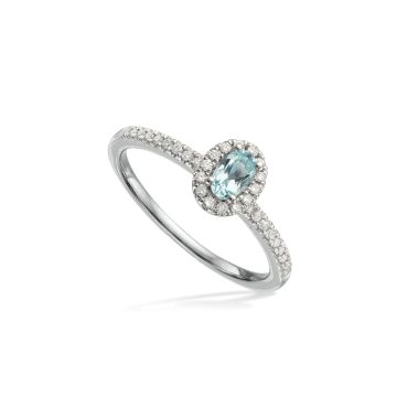 Scrouples Diana ring med roset 0,26 H-W/SI-aquamarin 14 kt hvidguld