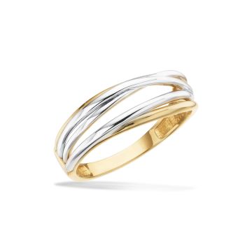 Scrouples ring med i 8 kt guld i to farver