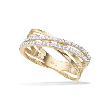 Scrouples ring i 8 kt guld med zirkonia