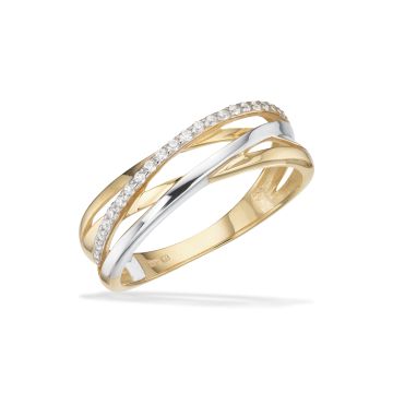 Scrouples ring i 8 kt guld med zirkonia