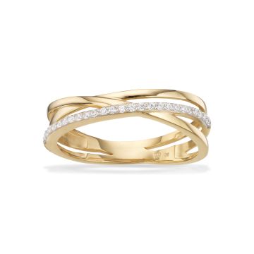 Scrouples ring i 8 kt guld med zirkonia