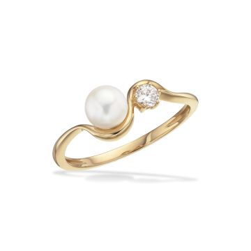 Scrouples ring perle/cubic zirkonia i 8 kt guld