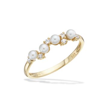 Scrouples ring perle/cubic zirkonia i 8 kt guld